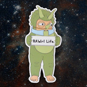 RAWr Superfoods Dino mascot sticker